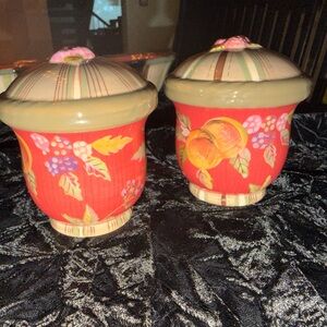 Hand-Painted Red Fruit Canister Set by Tracy Porter